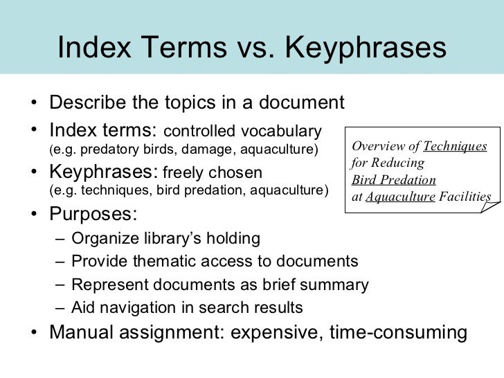 Thesaurus based Index Term Extraction