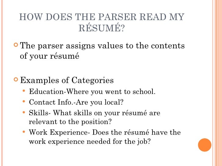 Example resume scannable