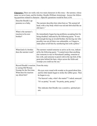 Brian Ghilliotti: The Scarlet ibis test packet | PDF