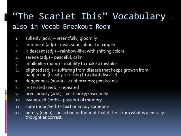 The Scarlet Ibis Worksheet