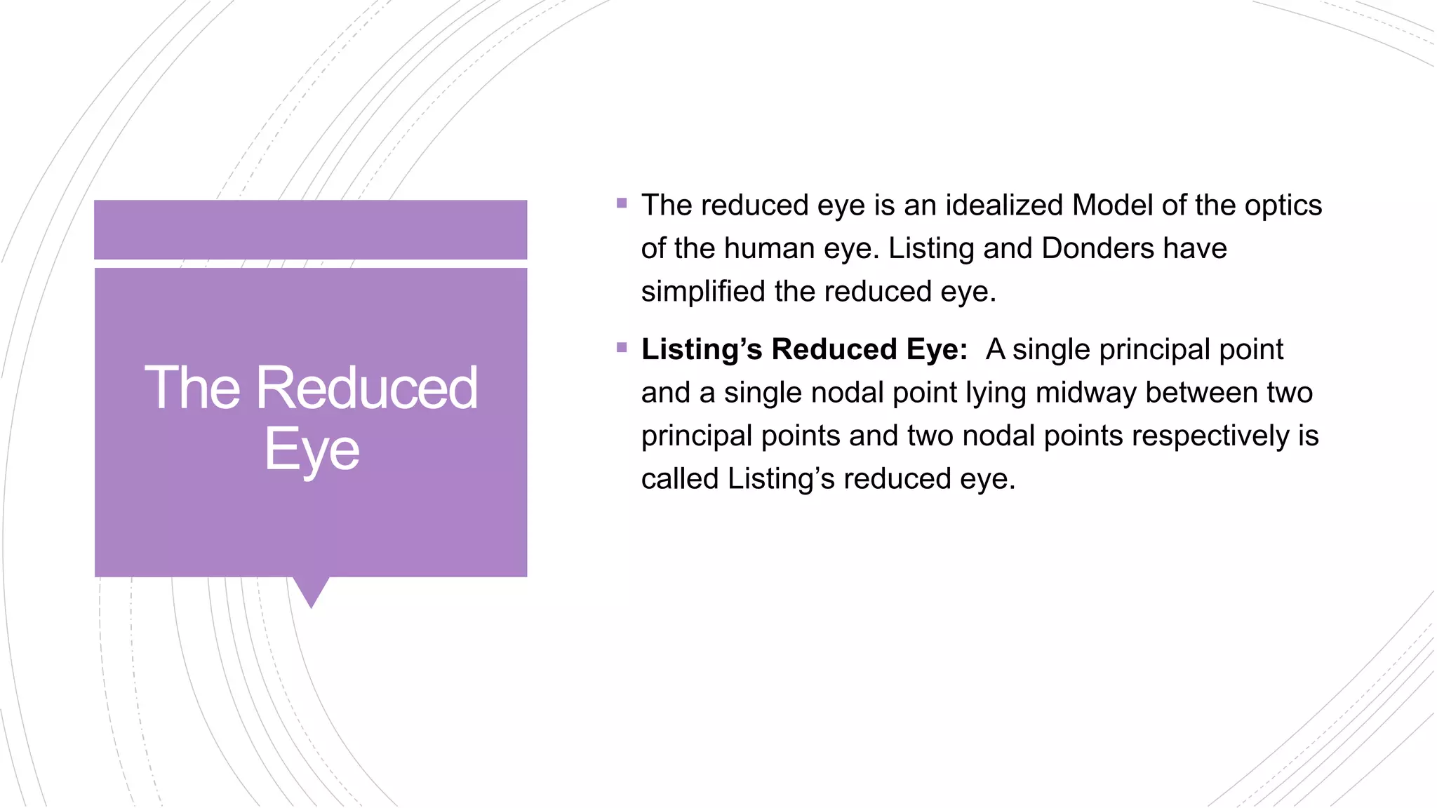 The Schematic, Reduced Eye, Axes and Angle of the eye.pptx
