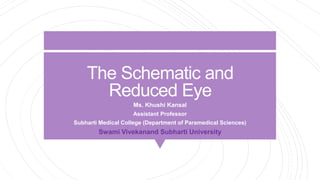 The Schematic and
Reduced Eye
Ms. Khushi Kansal
Assistant Professor
Subharti Medical College (Department of Paramedical Sciences)
Swami Vivekanand Subharti University
 