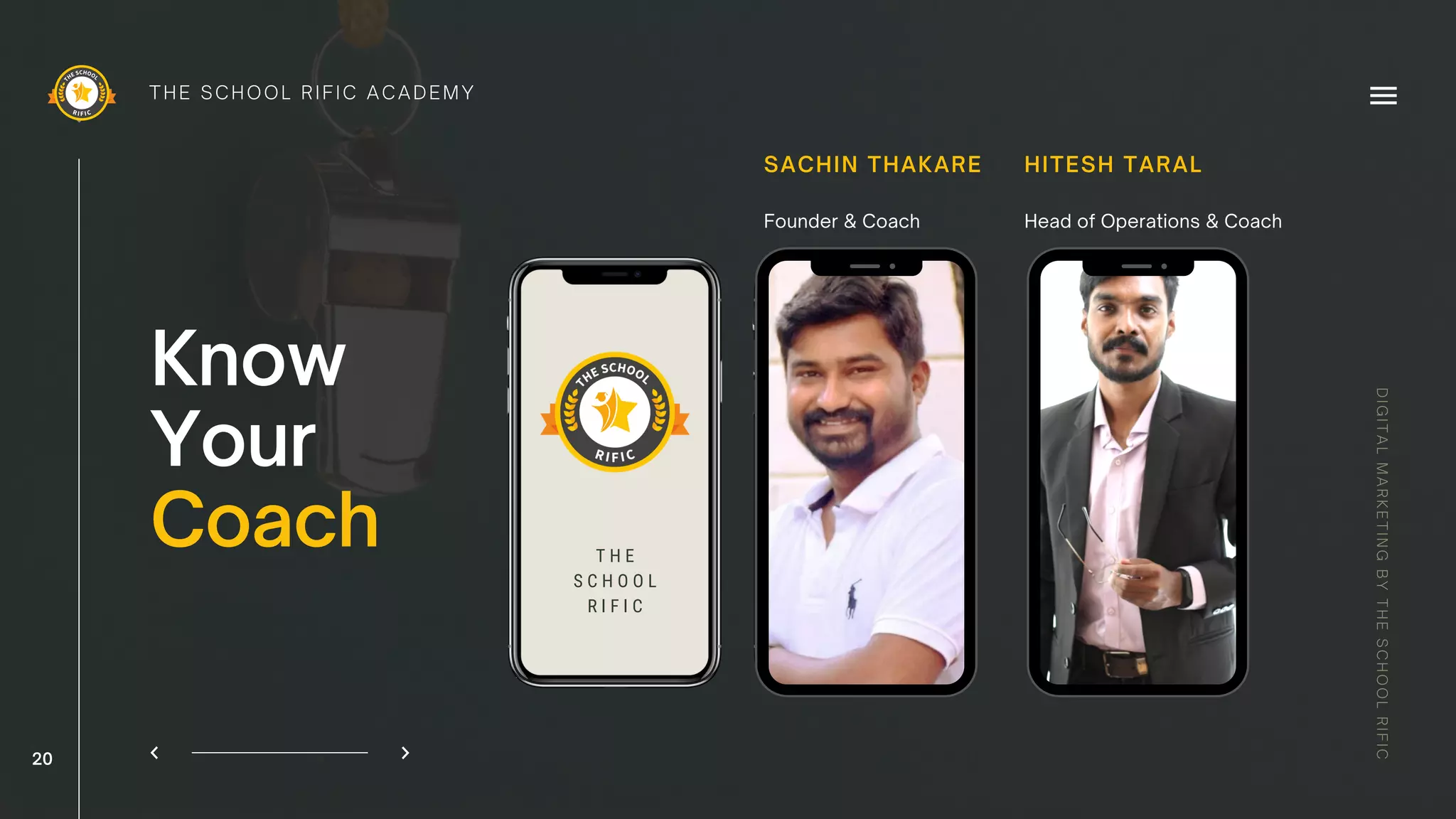 E A T E R I A 2 7
T H E
S C H O O L
R I F I C
Know
Your
Coach
THE SCHOOL RIFIC ACADEMY
DIGITALMARKETINGBYTHESCHOOLRIFIC
SACHIN THAKARE
Founder & Coach
HITESH TARAL
Head of Operations & Coach
20
 