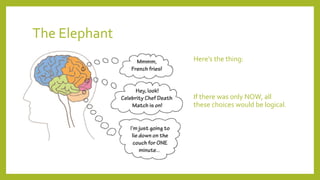 The Elephant
Here’s the thing:
If there was only NOW, all
these choices would be logical.
 