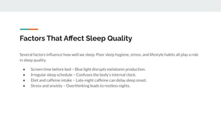 The Science of Sleep - Why It Matters and How to Improve It. | PDF