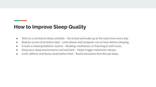 The Science of Sleep - Why It Matters and How to Improve It. | PDF