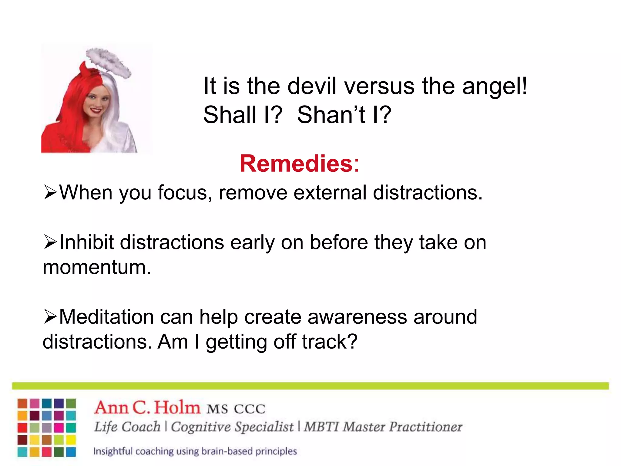Meditation strengthens the brain fibers that connect the amygdala and limbic system to the prefrontal cortex which can override fear. The PFC is heavily involved in making decisions, prioritizing and problem solving.Due to the complexity of it’s role, it uses a tremendous amount of Energy.