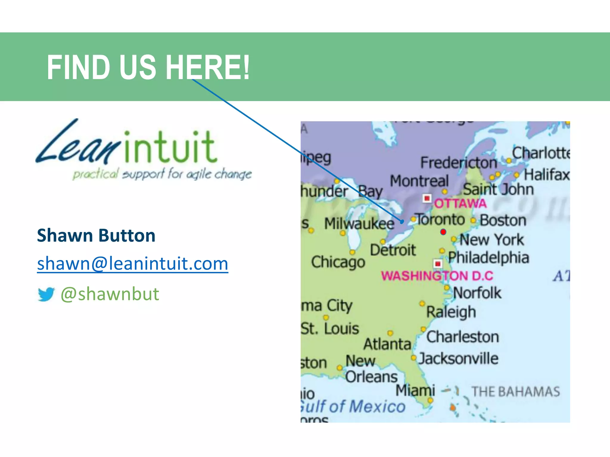 FIND US HERE!
Shawn Button
shawn@leanintuit.com
@shawnbut
 