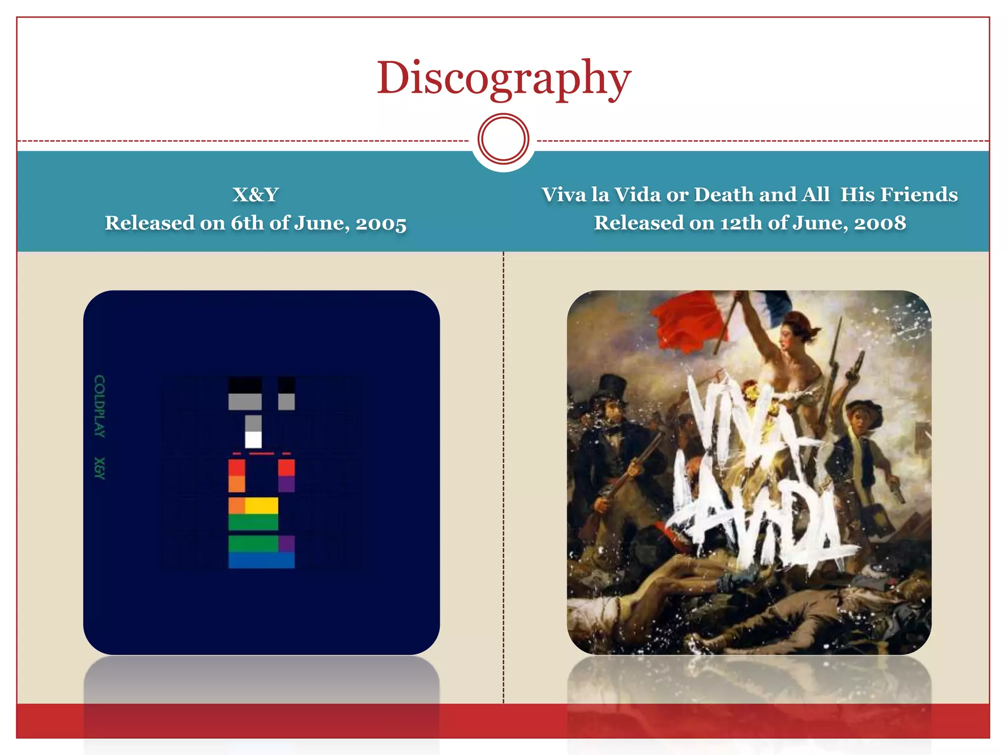 X&YReleasedon 6th of June, 2005DiscographyViva la Vida orDeath and AllHisFriendsReleasedon 12th of June, 2008