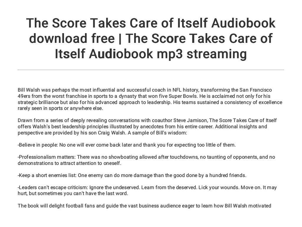 The Score Takes Care of Itself Audiobook download free