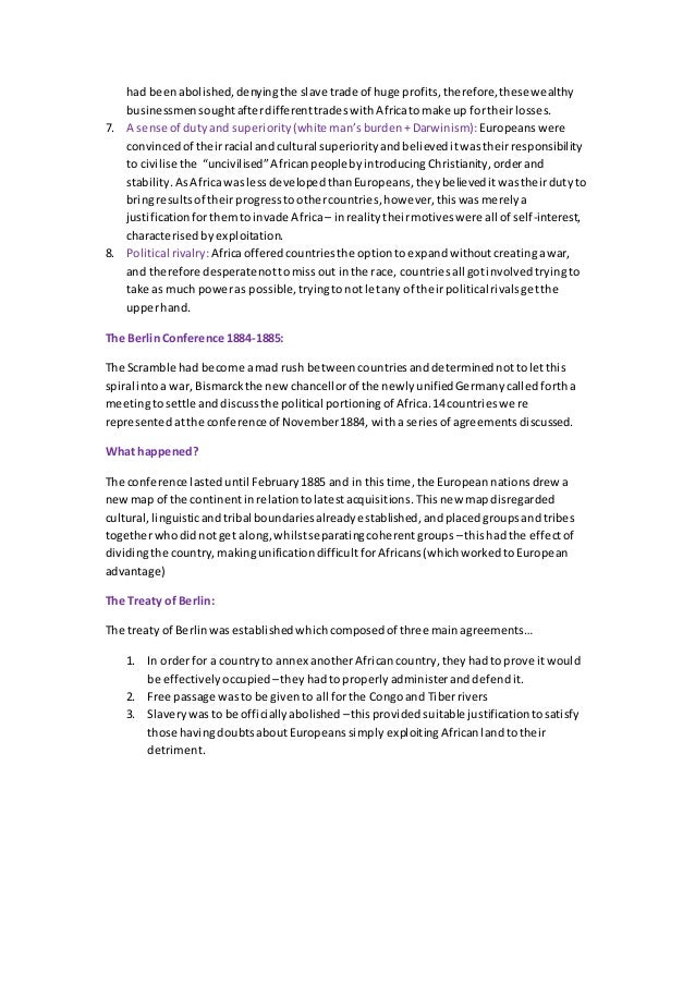 The Scramble For Africa And The Berlin Conference