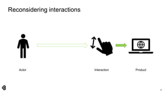 46
Reconsidering interactions
Actor Interaction Product
 