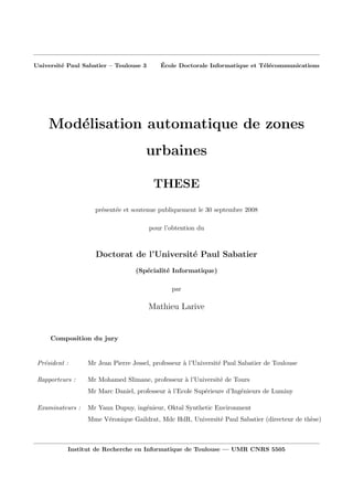 Mémoire  Modélisation de zones urbaines virtuelles