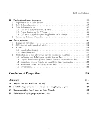 Table des Matières

II

.
.
.
.
.
.
.

.
.
.
.
.
.
.

.
.
.
.
.
.
.

.
.
.
.
.
.
.

.
.
.
.
.
.
.

106
. 106
. 107
. 107
. 107
. 108
. 109
. 110

III Étude Formelle
1
Logique de Réécriture . . . . . . . . . . . . . . . . . . . . . . . . . . . . .
2
Réécriture et protocoles de sécurité . . . . . . . . . . . . . . . . . . . . . .
3
Maude . . . . . . . . . . . . . . . . . . . . . . . . . . . . . . . . . . . . . .
3.1 Modules fonctionnels . . . . . . . . . . . . . . . . . . . . . . . . . . .
3.2 Modules système . . . . . . . . . . . . . . . . . . . . . . . . . . . . .
4
Vériﬁcation de la non-interférence avec un système de réécriture. . . . . .
4.1 La Sémantique de la logique de réécriture de Java . . . . . . . . . .
4.2 Logique de réécriture pour le contrôle de ﬂux d’information de Java
4.3 Sémantique de Java étendue au contrôle de ﬂux d’information. . . .
4.4 Sémantique de réécriture abstraite de Java. . . . . . . . . . . . . . .
4.5 Certiﬁcation. . . . . . . . . . . . . . . . . . . . . . . . . . . . . . . .

.
.
.
.
.
.
.
.
.
.
.

.
.
.
.
.
.
.
.
.
.
.

.
.
.
.
.
.
.
.
.
.
.

.
.
.
.
.
.
.
.
.
.
.

112
. 112
. 114
. 114
. 115
. 117
. 119
. 119
. 120
. 122
. 123
. 124

1
2
3

4

Évaluation des performances
Implémentation et taille de code . . . . . . . . . . .
Coût de la conﬁguration . . . . . . . . . . . . . . . .
Coût de la compilation . . . . . . . . . . . . . . . . .
3.1 Coût de la compilation de CIFIntra . . . . . .
3.2 Temps d’exécution de CIFInter . . . . . . . . .
3.3 Coût de la compilation pour l’application de la
Surcoût sur le temps d’exécution . . . . . . . . . . .

. . . . .
. . . . .
. . . . .
. . . . .
. . . . .
clinique
. . . . .

.
.
.
.
.
.
.

.
.
.
.
.
.
.

.
.
.
.
.
.
.

.
.
.
.
.
.
.

.
.
.
.
.
.
.

.
.
.
.
.
.
.

Conclusion et Perspectives

125

Annexes

141

A

Algorithme de "Internal Binding"

142

B

Modèle de génération des composants cryptographiques

147

C

Représentation des étiquettes dans Maude

157

D

Primitives Cryptographiques de Java

159

v

 