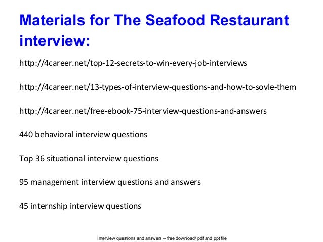 the seafood restaurant interview questions and answers restaurant interview questions and answers
