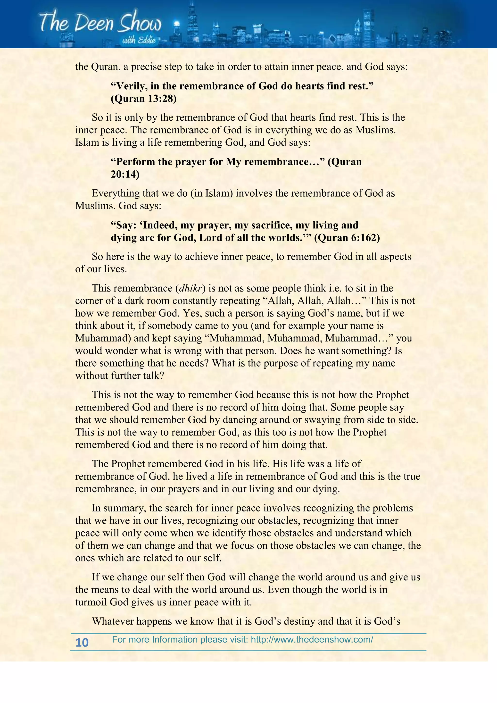 The search for inner peace