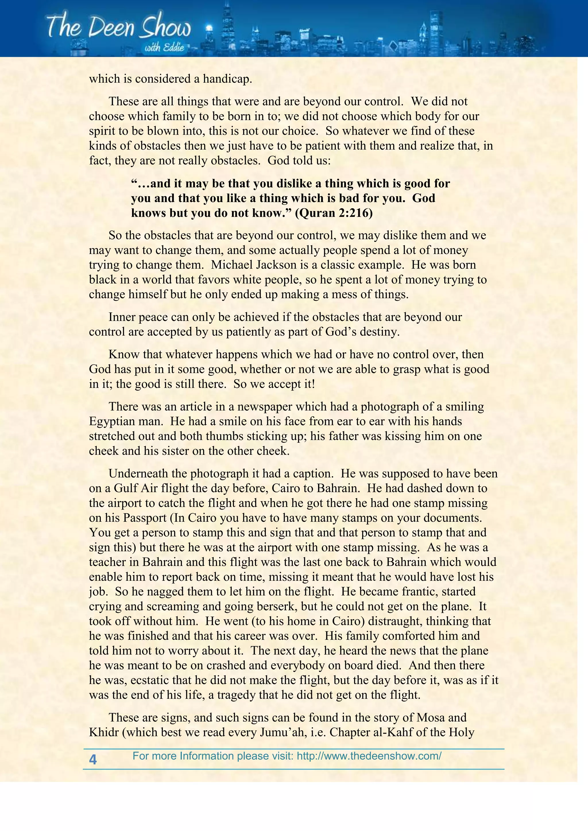 The search for inner peace