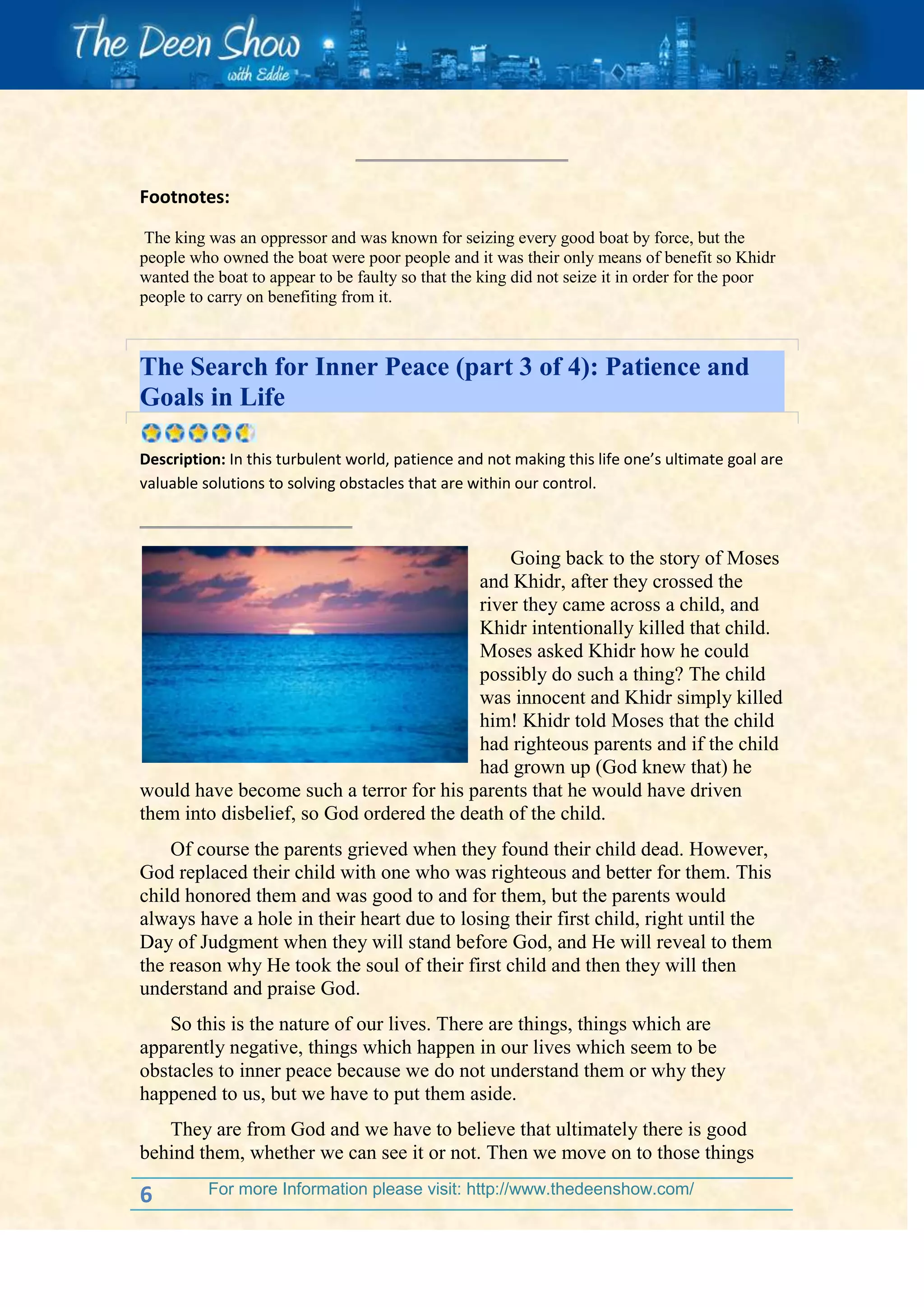 The search for inner peace