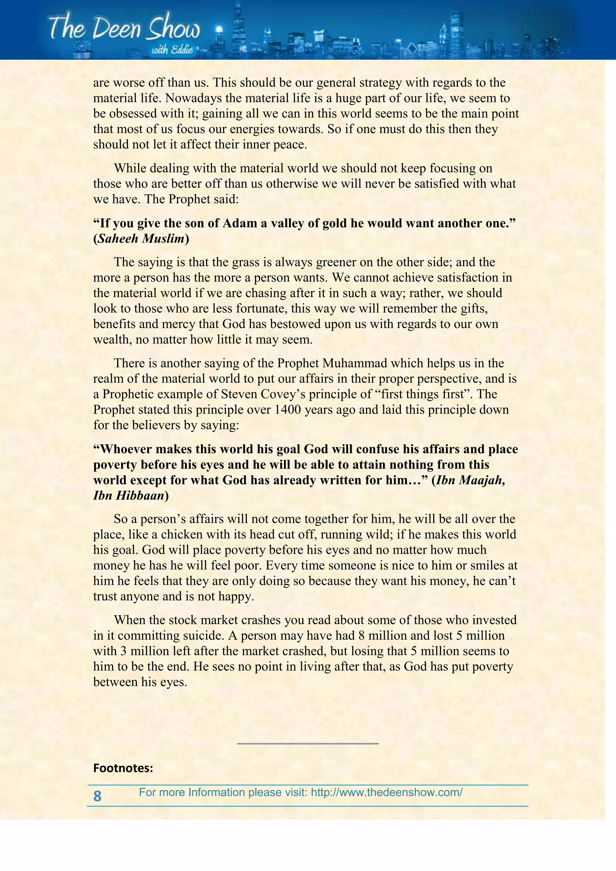 The search for inner peace