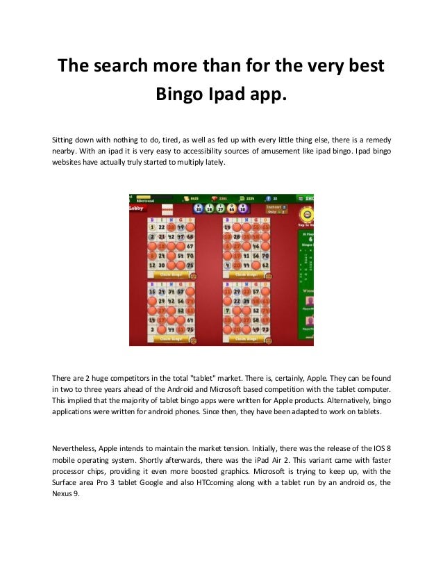 The search more than for the very best bingo ipad app.