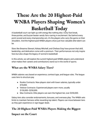 Wnba Contracts These Are the 20 Highest-Paid WNBA Players Shaping Women’s Basketball ...