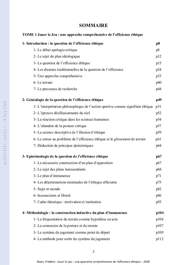 Sommaire These Exemple  Titre De La Thèse
