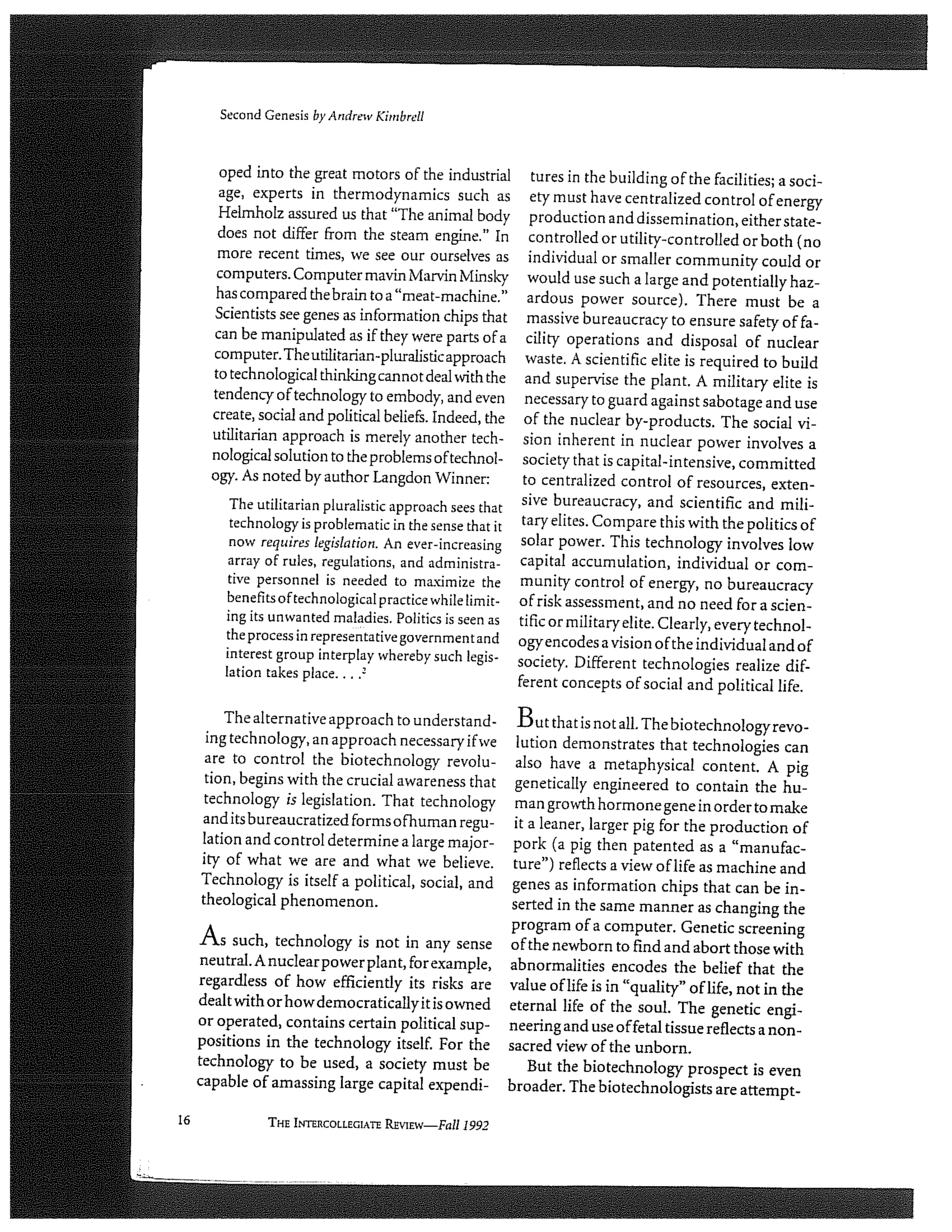 The second genesis: the coming control of life