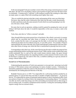 The second law thermodynamics and tesla's fuelless generator | PDF