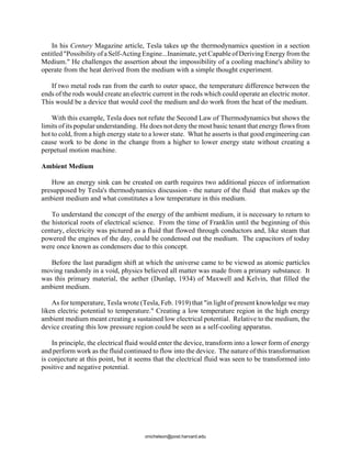 The second law thermodynamics and tesla's fuelless generator | PDF