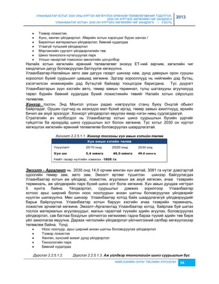 УЛААНБААТАР ХОТЫГ 2020 ОНЫ ХҮРТЭЛ ХӨГЖҮҮЛЭХ ЕРӨНХИЙ ТӨЛӨВЛӨГӨӨНИЙ ТОДОТГОЛ, 
2030 ОН ХҮРТЭЛХ ХӨГЖЛИЙН ЧИГ ХАНДЛАГА 
УЛААНБААТАР ХОТЫН 2030 ОН ХҮРТЭЛХ ХӨГЖЛИЙН ЧИГ ХАНДЛАГА / II БОТЬ 
2013 
 Тээвэр ложистик. 
 Хүнс, хөнгөн үйлдвэрлэл. /Өөрийн хотын хэрэгцээг бүрэн хангах / 
 Барилгын материалын үйлдвэрлэл, бөөний худалдаа 
 Утаагүй түлшний үйлдвэрлэл 
 Мэргэжлийн сургалт үйлдвэрлэлийн төв 
 Шинэ технологи нутагшуулах парк 
 Улсын чанартай томоохон эмнэлгийн цогцолбор 
Налайх хотын хөгжлийн ерөнхий төлөвлөгөөг энэхүү ЕТ-ний çарчим, хөгжлийн чиг 
хандлагын дагуу боловсруулан батлуулж хөгжүүлнэ. 
Улаанбаатар-Налайхын авто çам дагуух гаçарт шинээр нам, дунд давхрын орон сууцны 
хороолол бүхий суурьшил цаашид хөгжинө. Эдгээр хорооллууд нь нийгмийн дэд бүтэц, 
хэсэгчилсэн инженерийн дэд бүтэцтэй байхаар тооцогдож баригдана. Тус дүүрэгт 
Улаанбаатарын çүүн хэсгийн авто, төмөр çамын терминал, түлш шатахууны агуулахууд 
төрөл бүрийн бөөний худалдаа бүхий ложистикийн төвийг Налайх хотын ойролцоо 
төлөвлөв. 
Хонхор тосгон. Энд Монгол улсын радио нэвтрүүлэх станц буюу Онцгой обьект 
байрладаг. Оршин суугчид нь ихэнхдээ мал бүхий иргэд, төмөр çамын ажилтнууд, өрхийн 
бичил аж ахуй эрхэлдэг. Хонхорт үйлдвэрлэл явуулах ямар нэгэн нөөц судлагдаагүй. 
Стратегийн ач холбогдол нь Улаанбаатар хотын шинэ суурьшлын бүсийн үүргийг 
гүйцэтгэх ба ирээдүйд шинэ суурьшлын хот болон хөгжинө. Тус хотыг 2030 он хүртэл 
хөгжүүлэх хөгжлийн ерөнхий төлөвлөгөө боловсруулах шаардлагатай. 
Хүснэгт 2.2.5.1.1. Хонхор тосгоны хүн амын хэтèéн төлөâ 
Эмээлт - Àргалант нь 2030 онд 14,0 орчим мянган хүн амтай, 3081 га нутаг дэвсгэртэй 
одоогийн төмөр çам, авто çам, Эмээлт өртөөг түшиглэн шинээр байгуулагдах 
Улаанбаатар хотын аж үйлдвэр, ложистик, агуулахын аж ахуй хөгжсөн, ачаа тээврийн 
терминаль, аж үйлдвэрийн парк бүхий шинэ хот болж хөгжинө. Хүн амын дундаж нягтрал 
5 хүн/га байна. Үйлдвэрлэл, суурьшлыг дэмжих çорилгоор Улаанбаатар 
хотоос арьс ширний болон ноос ноолуурын анхан шатны боловсруулах үйлдвэрийг 
нүүлгэн шилжүүлнэ. Мөн шинээр Улаанбаатар хотод байх шаардлагагүй үйлдвэрүүдийг 
барьж байрлуулна. Улаанбаатар хотын баруун хэсгийн ачаа тээврийн терминаль, 
ложистик эрчимтэй хөгжинө. Эмээлт–Аргалантад Улаанбаатар хотод байрлаж буй шатах 
тослох материалын агуулахуудыг, малын гаралтай түүхийн эдийн агуулах, боловсруулах 
үйлдвэрлэл, сав баглаа боодлын үйлчилгээ хөгжихөөс гадна бараа түүхий эдийн төв бирж 
үйл ажиллагаа явуулна. Дараах чиглэлийн үйлдвэрлэл үйлчилгээний салбар хөгжүүлэхээр 
төлөвлөж байна. Үүнд: 
 Ноос ноолуур, арьс ширний анхан шатны боловсруулах үйлдвэрлэл 
 Тээвэр ложистик 
 Хөнгөн, хүнсний жижиг дунд үйлдвэрлэл 
 Технологийн парк 
 Бөөний худалдаа 
Дүрслэл 2.2.5.1.2. Дүрслэл 2.2.5.1.3. Àж үéлдâэр тåхнологèéн øèнэ суурьøлын бүс 
НИЙСЛЭЛИЙН ЗУРАГ ТӨСЛИЙН ХҮРЭЭЛЭН 54 
 