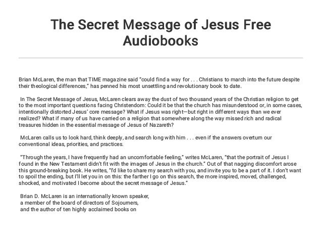 The Secret Message Of Jesus Free Audiobooks - 