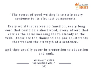 20 INSPIRING QUOTES
FROM WILLIAM ZINSSER'S
"ON WRITING WELL"
WWW.GLENNLEIBOWITZ.COM
 