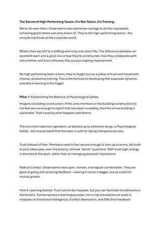 The Secret of High Performing teams is not talent, its...... | PDF