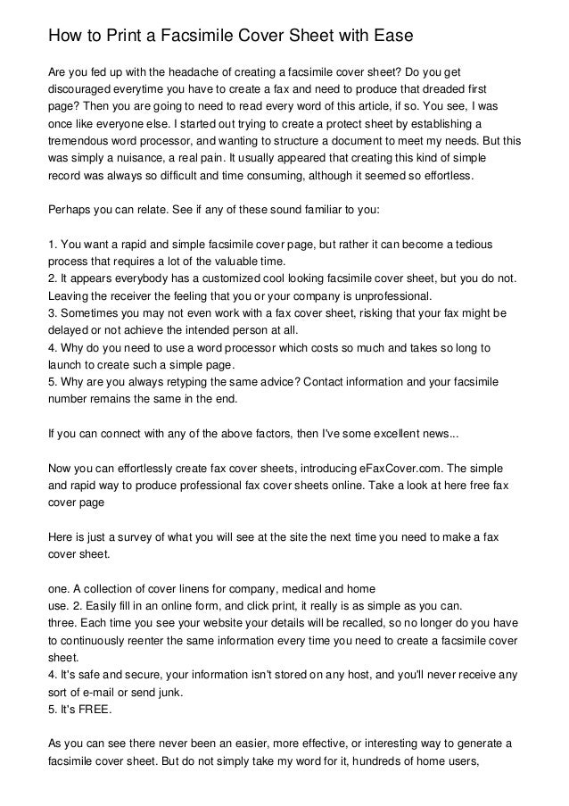 how to print a facsimile cover sheet with ease print a fax cover sheet