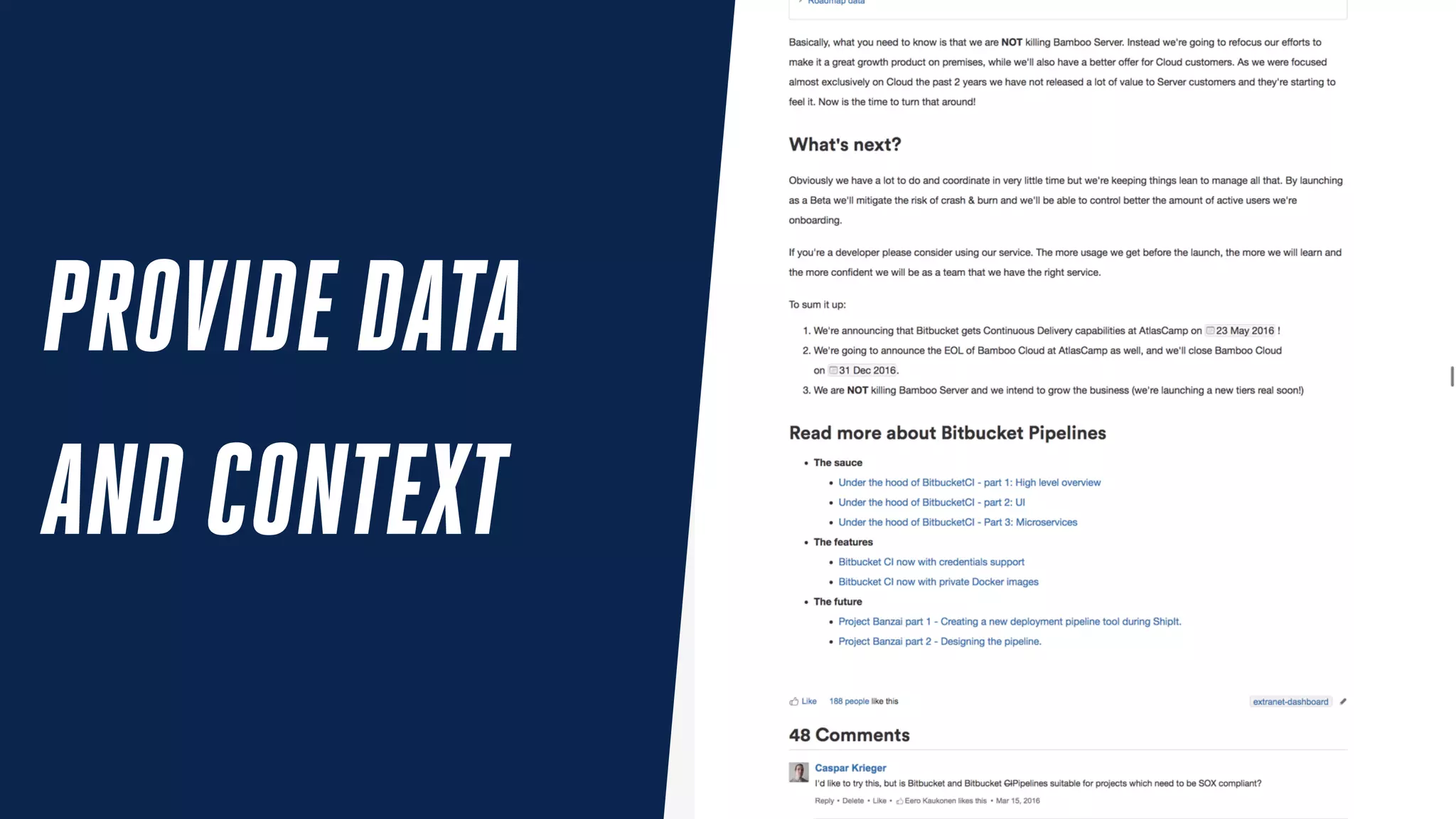 PROVIDE DATA
AND CONTEXT
 