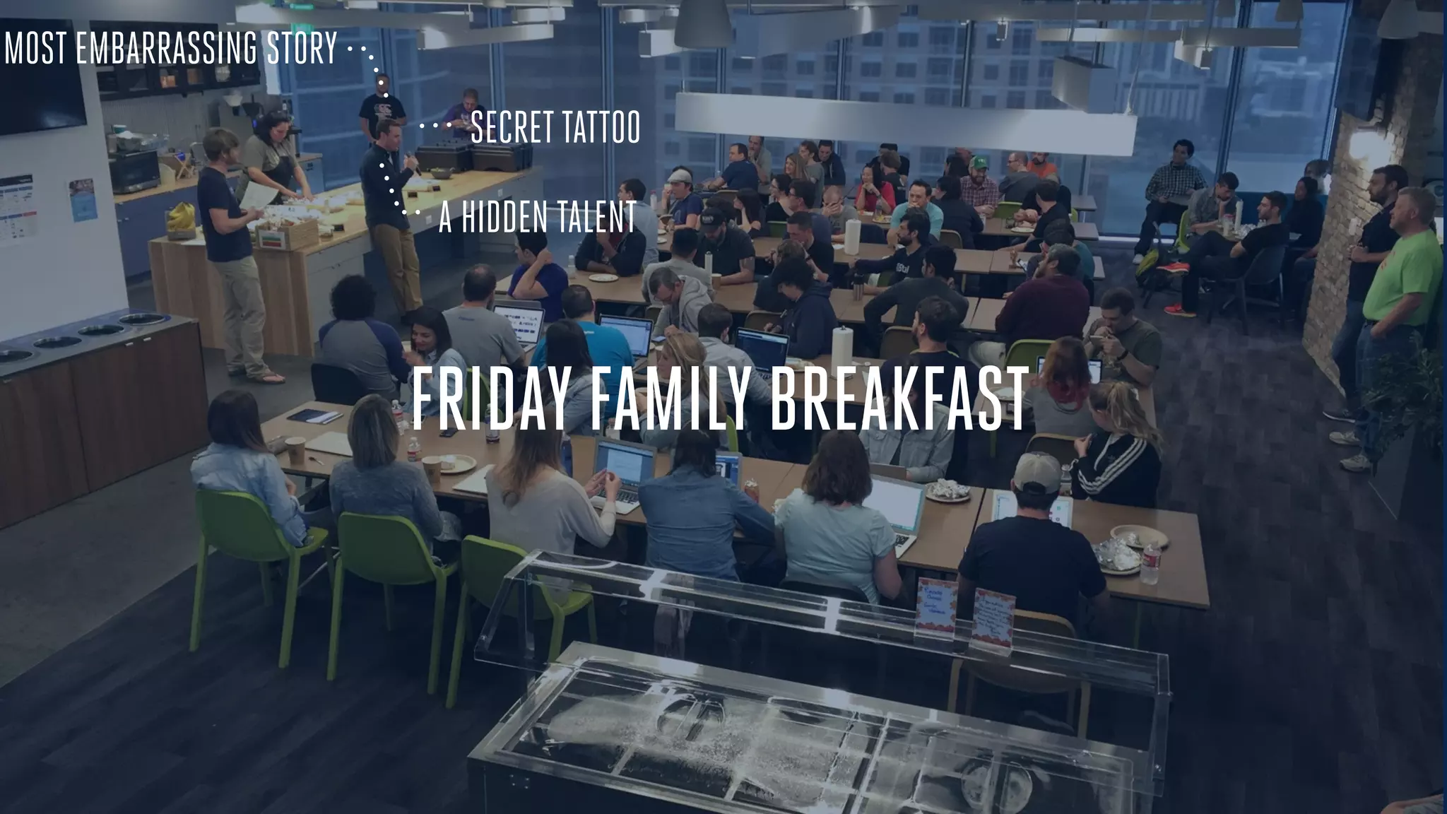 FRIDAYFAMILY BREAKFAST
MOST EMBARRASSING STORY
SECRETTATTOO
A HIDDEN TALENT
 
