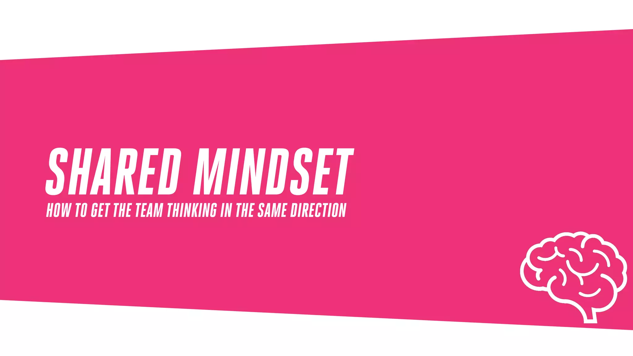 SHARED MINDSETHOW TO GETTHETEAM THINKING IN THE SAME DIRECTION
 