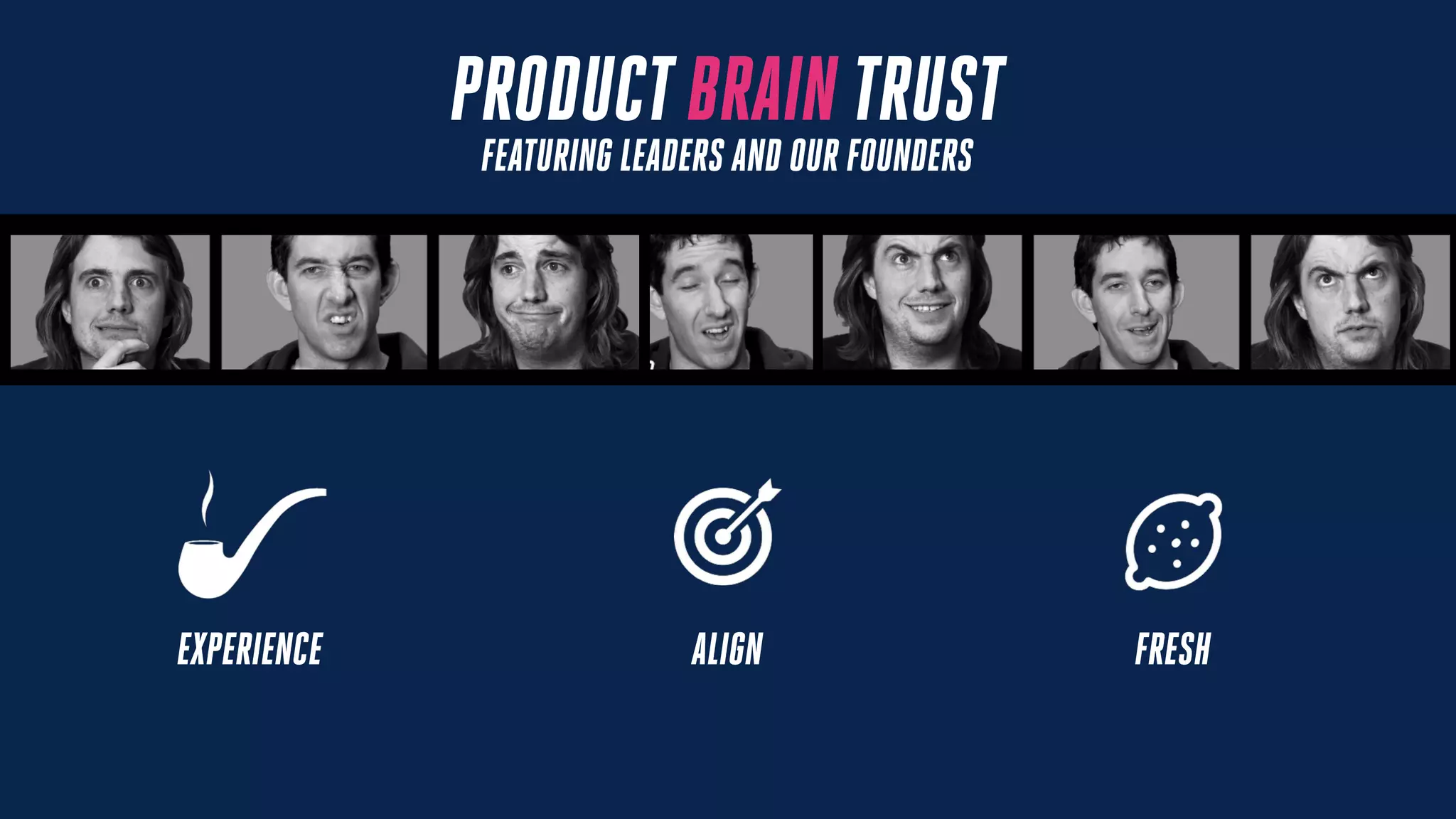PRODUCT BRAIN TRUST
EXPERIENCE FRESHALIGN
FEATURING LEADERS AND OUR FOUNDERS
 