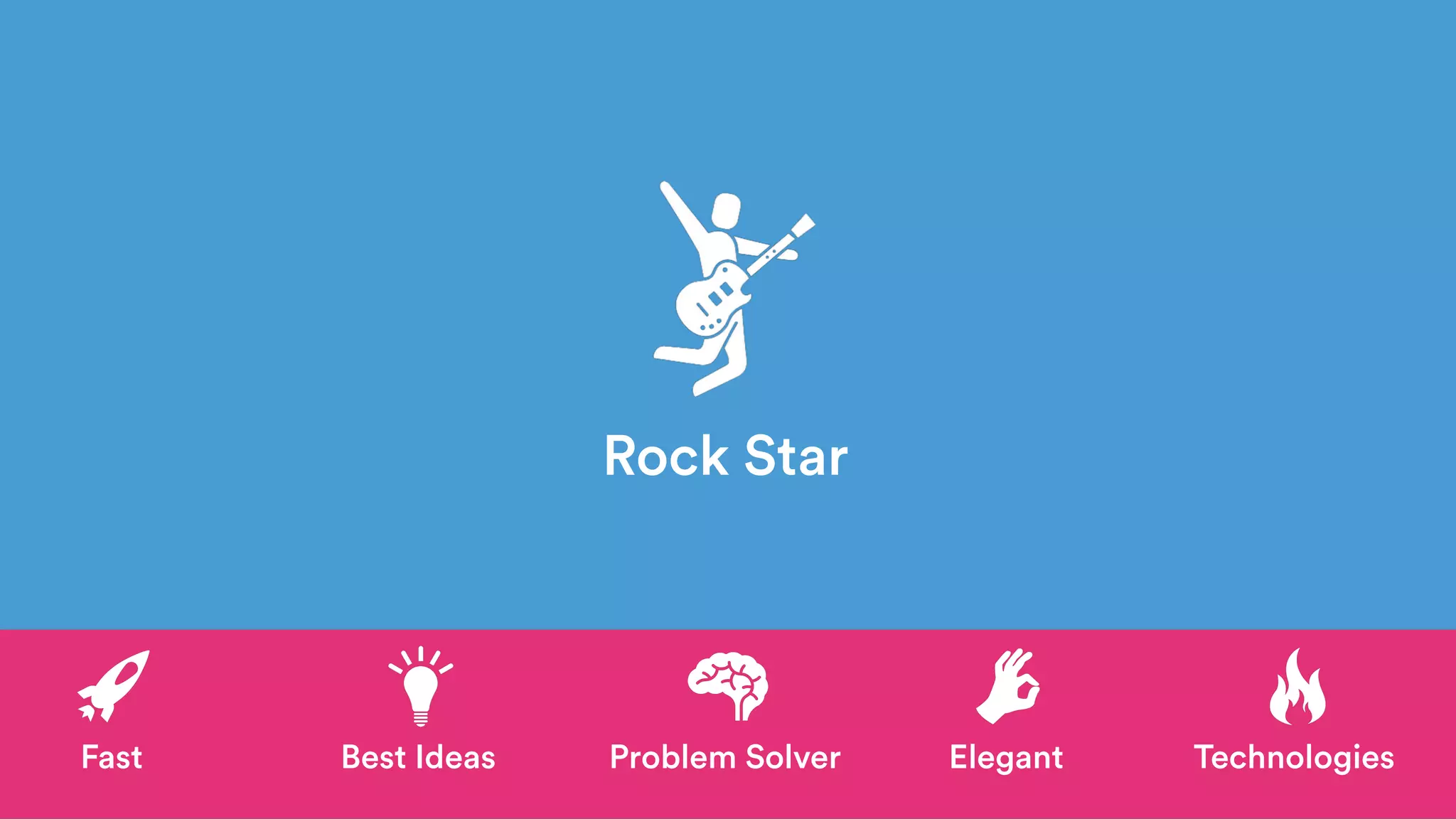 Fast
Rock Star
Best Ideas Problem Solver Elegant Technologies
 
