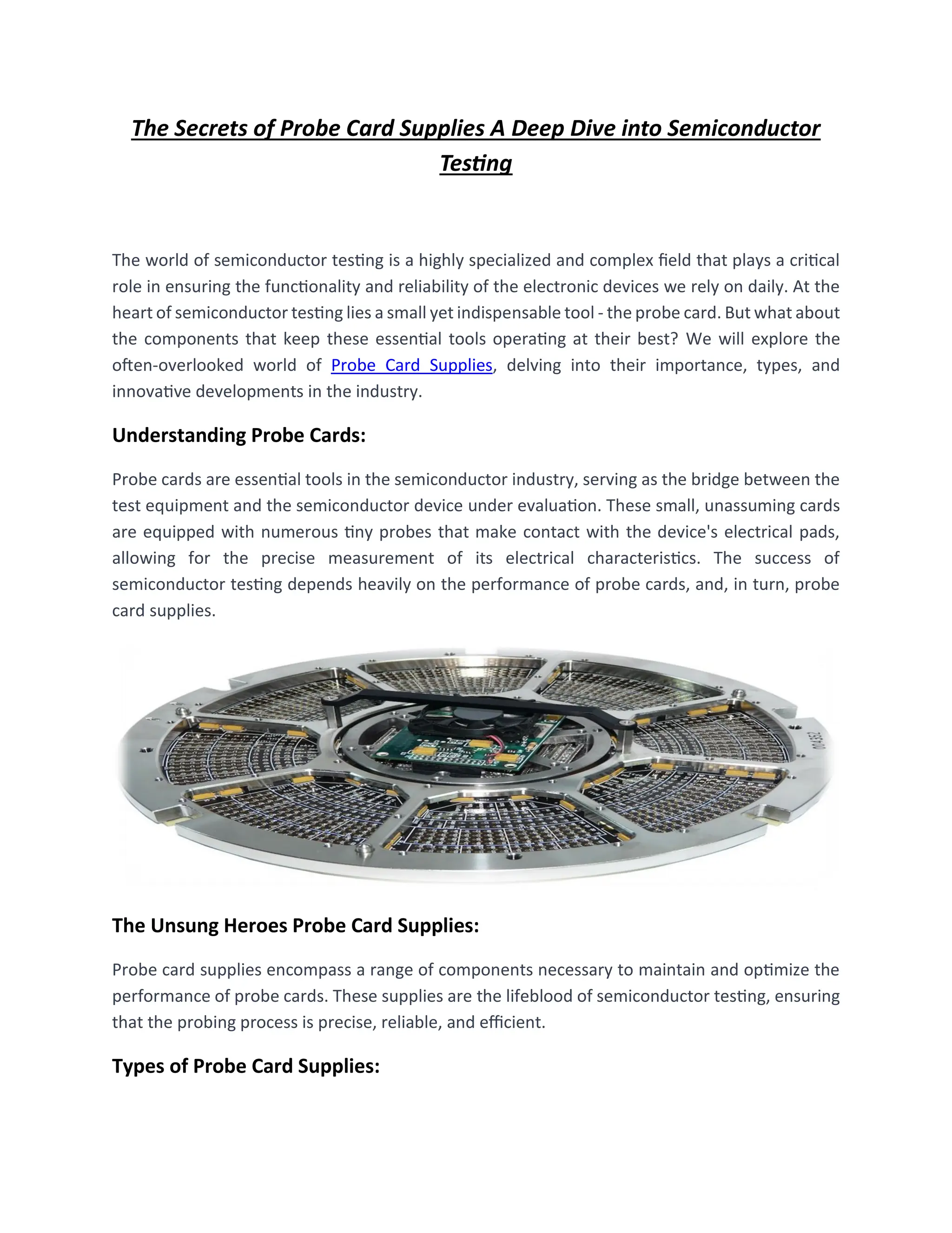 The Secrets of Probe Card Supplies A Deep Dive into Semiconductor 