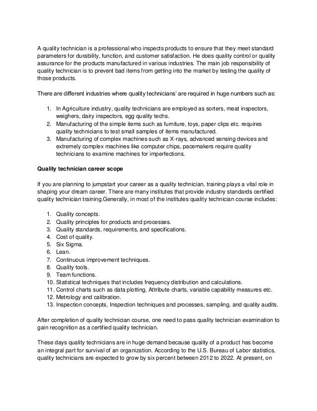 The secrets to a quality technician