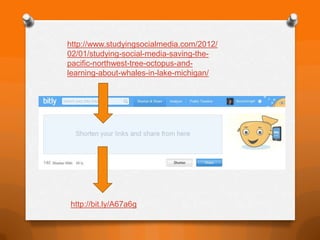 http://www.studyingsocialmedia.com/2012/
02/01/studying-social-media-saving-the-
pacific-northwest-tree-octopus-and-
learning-about-whales-in-lake-michigan/




http://bit.ly/A67a6g
 