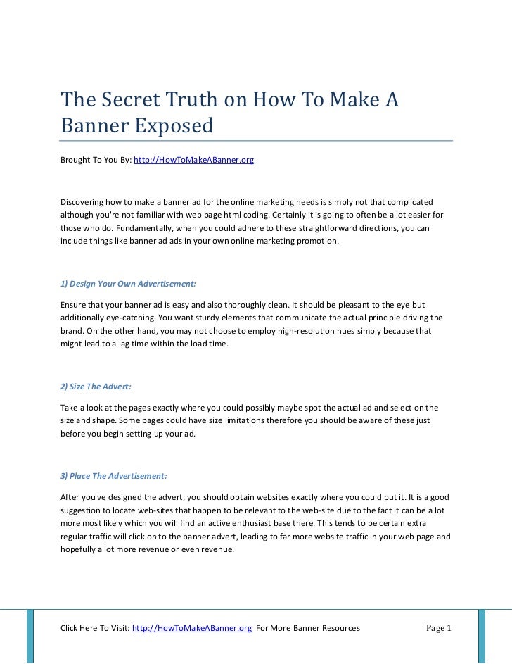 The Secret Truth On How To Make A Banner Exposed