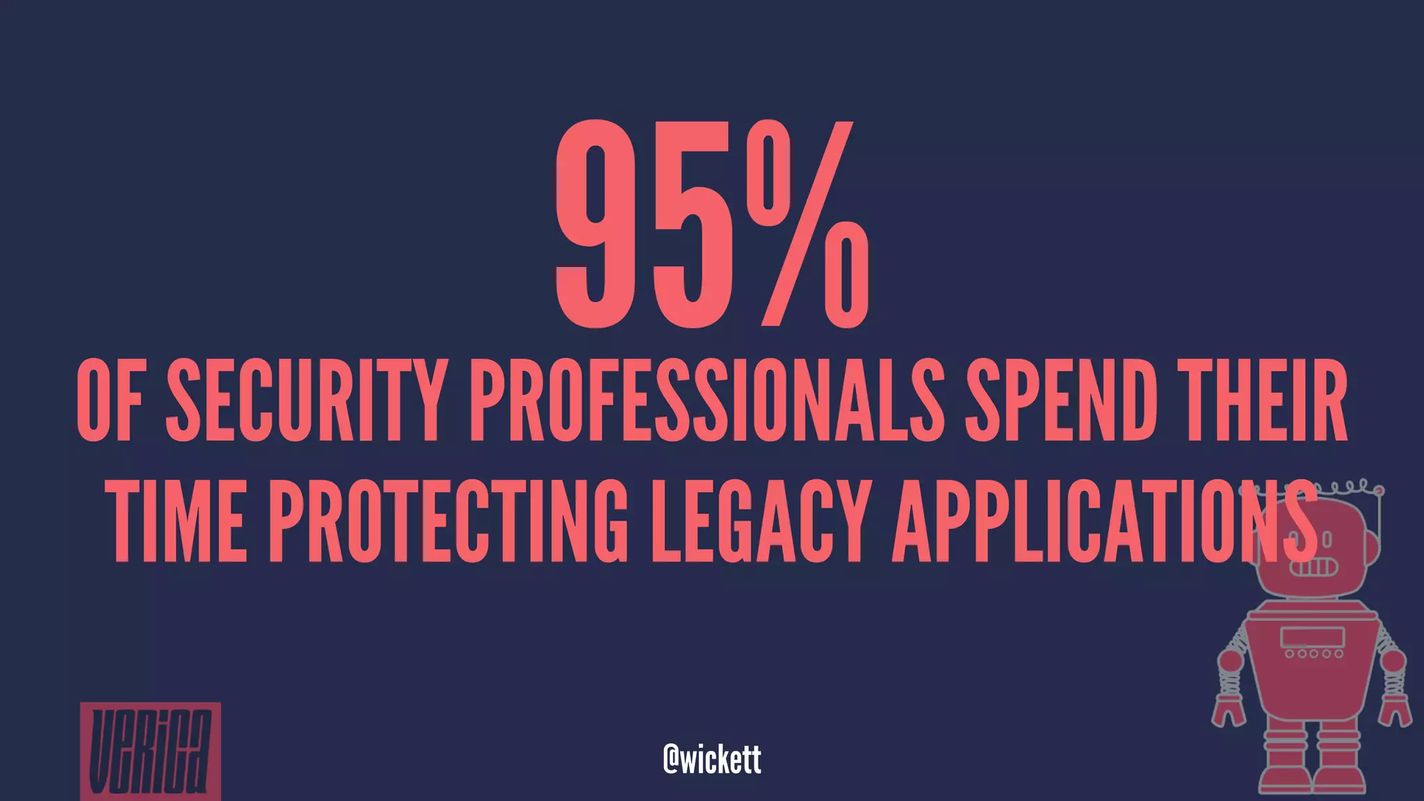 95%OF SECURITY PROFESSIONALS SPEND THEIR
TIME PROTECTING LEGACY APPLICATIONS
@wickett
 