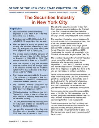 The Securities Industry in New York City