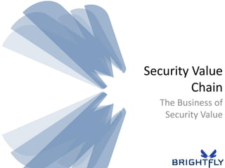 Security Value
         Chain
  The Business of
   Security Value
 