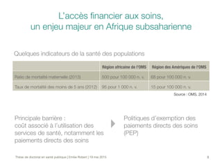 Supprimer les paiements directs des soins en Afrique subsaharienne (soutenance de thèse)