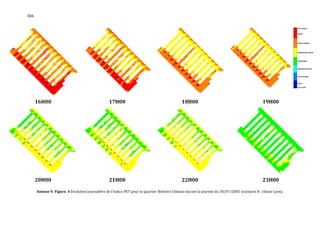 306




      16H00                                       17H00                                       18H00                                             19H00




      20H00                                       21H00                                       22H00                                             23H00

      Annexe V. Figure. 4 Evolution journalière de l'indice PET pour le quartier Bottière Chénaie durant la journée du 30/07/2005 (scénario B : climat Lyon).
 