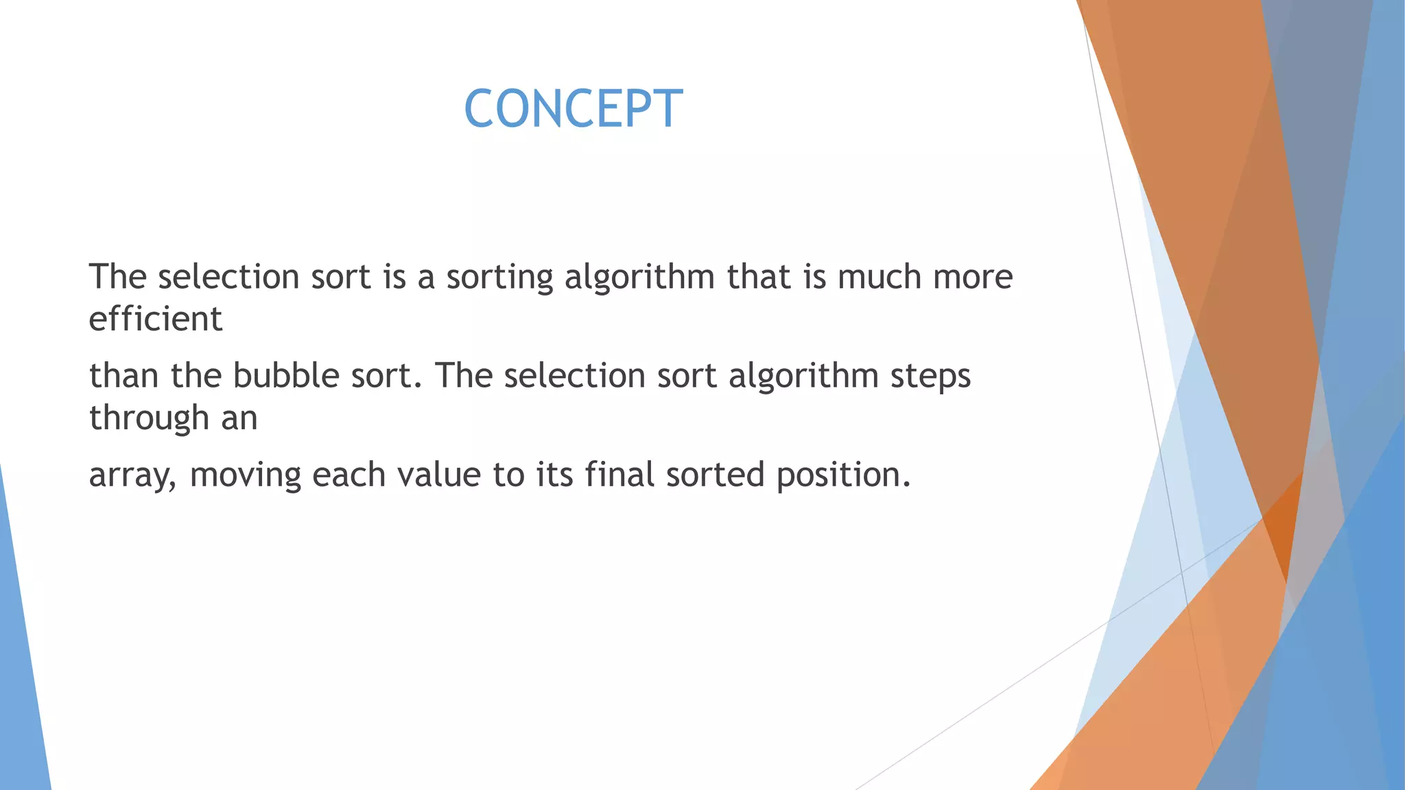 The selection sort algorithm | PPTX