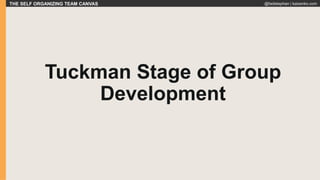 THE SELF ORGANIZING TEAM CANVAS @fadistephan | kaizenko.com
Tuckman Stage of Group
Development
 